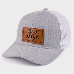 Dad In The Streets - Family Leather Patch Hat - Gift For Dad