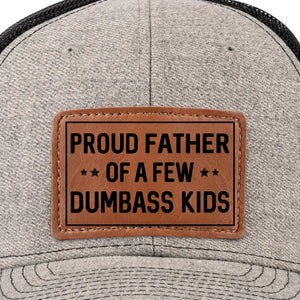 Fathers Lead By Example - Family Leather Patch Hat - Gift For Dad