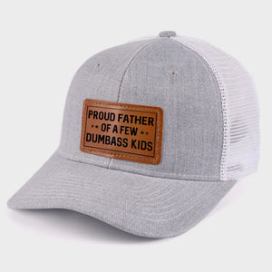 Fathers Lead By Example - Family Leather Patch Hat - Gift For Dad