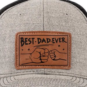 Always The Best One In My Heart - Family Leather Patch Hat - Gift For Dad