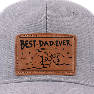 Always The Best One In My Heart - Family Leather Patch Hat - Gift For Dad