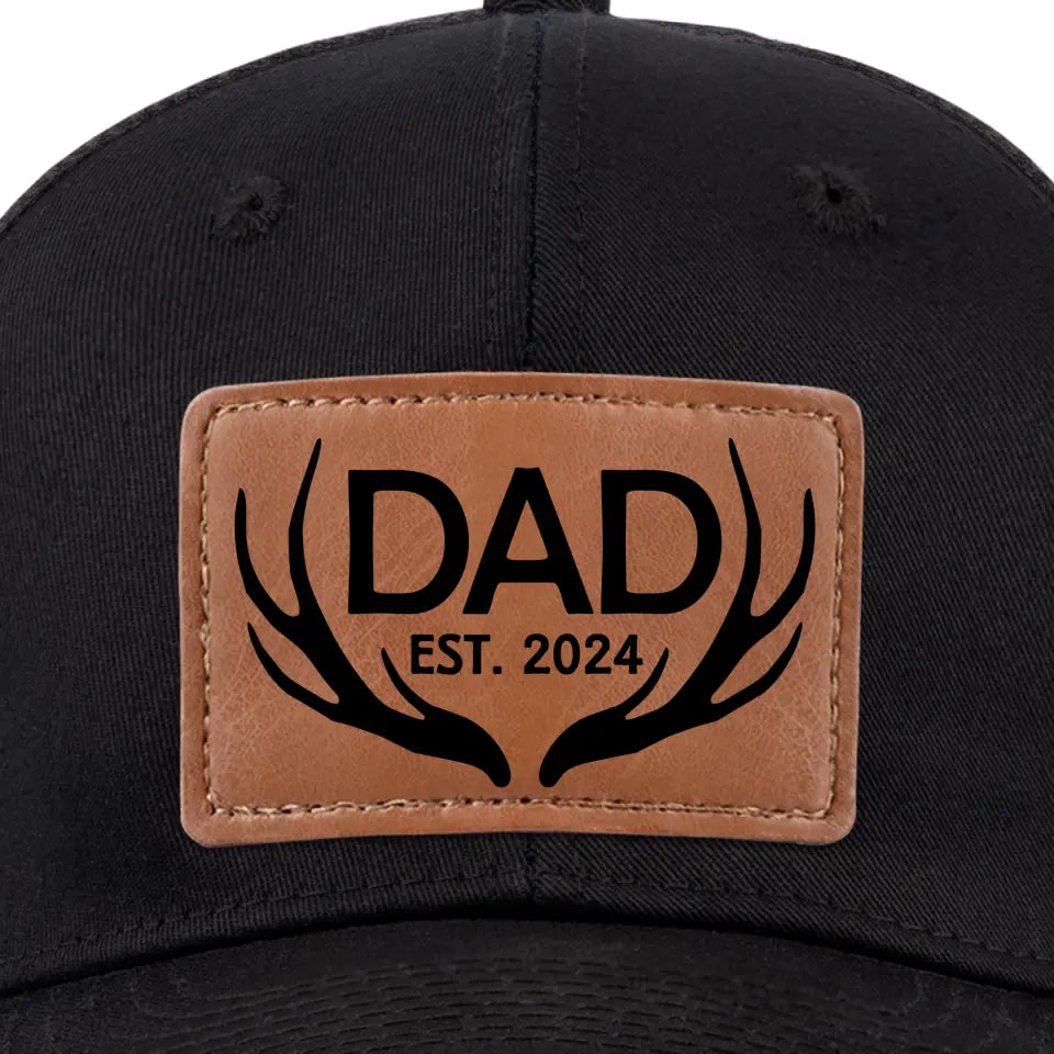 Love Begins And Ends With A Dad - Family Leather Patch Hat - Gift For Dad