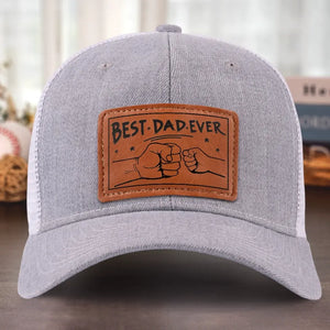 Always The Best One In My Heart - Family Leather Patch Hat - Gift For Dad